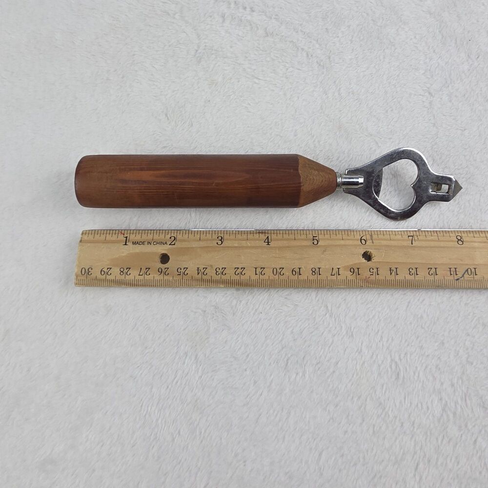 Vintage Japan Wood Handle Bottle Can Opener 8.5" Removable Head - Picture 7 of 8